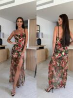 Φόρεμα Maxi Floral με Τούλι